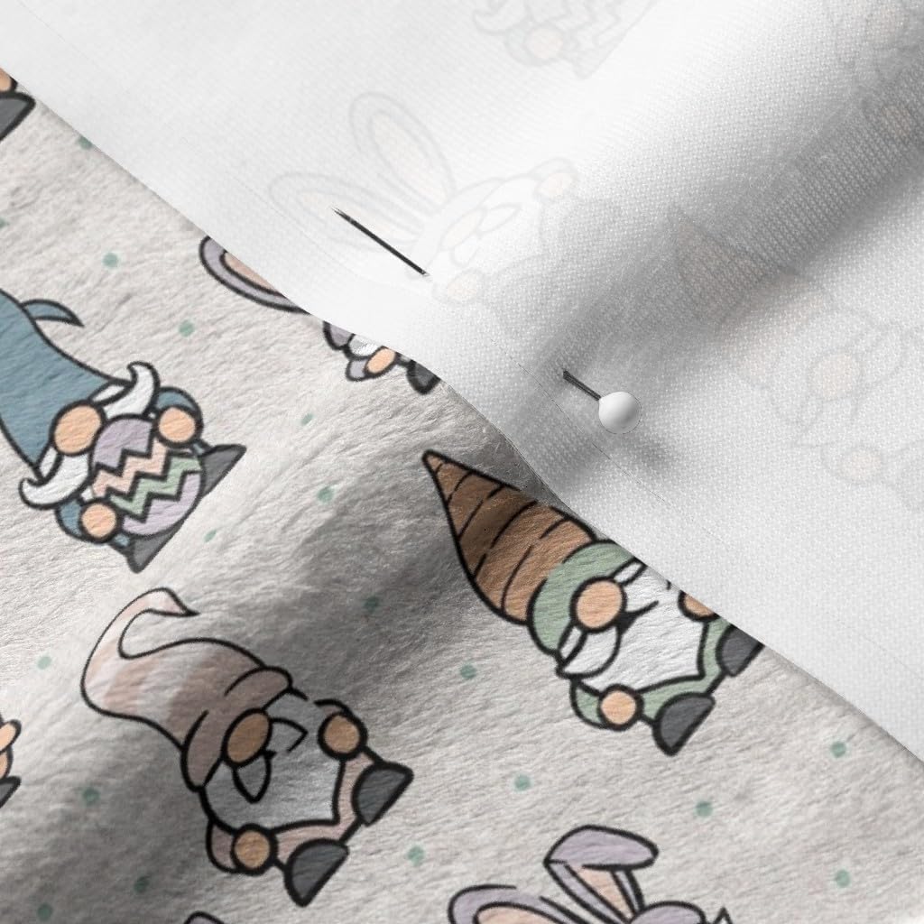 Spoonflower Fabric - Small Scale Spring Gnomes Easter Eggs Earthy Pastels Beige Cute Carrot Printed on Minky Fabric by The Yard - Sewing Baby Blankets Quilt Backing Plush