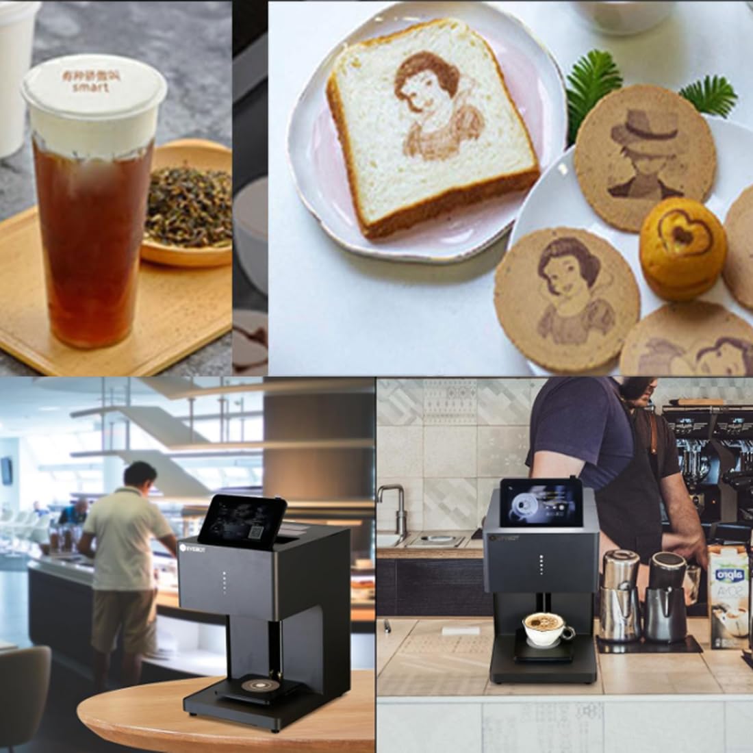 Drukarka do kawy klasy spożywczej do latte art, drukowanie niestandardowych, wielokolorowych zdjęć na napojach, samodzielna maszyna do dekorowania ciast z wkładem atramentowym,