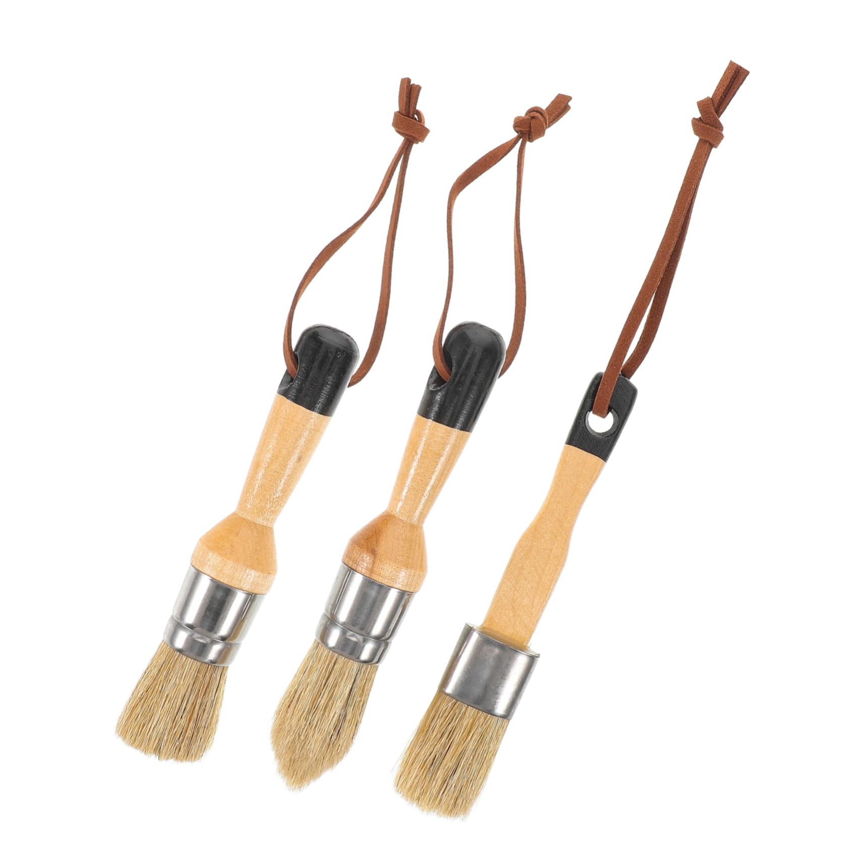 SHINEOFI 3 Series Juego De Pincel De Cera Casa Mancha Artesanía Interior Pinceles Brocha Mate Equipo Redondo Oscuro Pintar Pincel De Pintores De Madera 3 Piezas*3
