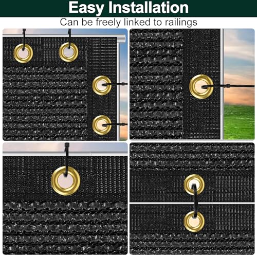 phepetroll 6 x 50FT Privacy Screen Fence Black Heavy Duty Mesh Fencing Shade Net Cover with Reinforced Bindings 100 Straps for Outdoor Chain Link Fence Patio Wall Garden Backyard Pool, Black