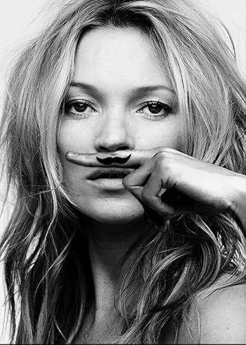 Image of Kate Moss Black And White Model Wall Art Poster Print Various sizes framed unframed (A3 297 x 420mm)