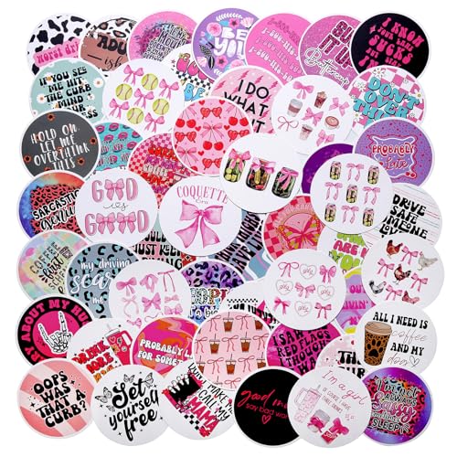 MUBYOK M449 2.5inch 100pcs Car Freshies Cardstock Cutouts Round for Circles Silicone Molds & Aroma Beads Accessories Supplies Funny Quote Positive Quotes Coffee Pink bow
