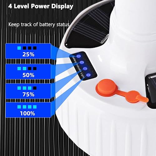 Miniatura 3 de Lámpara solar LED con control remoto para tienda de campaña, 4000 mAh, 5 modos, batería USB, recargable, portátil, linterna colgante al aire libre,