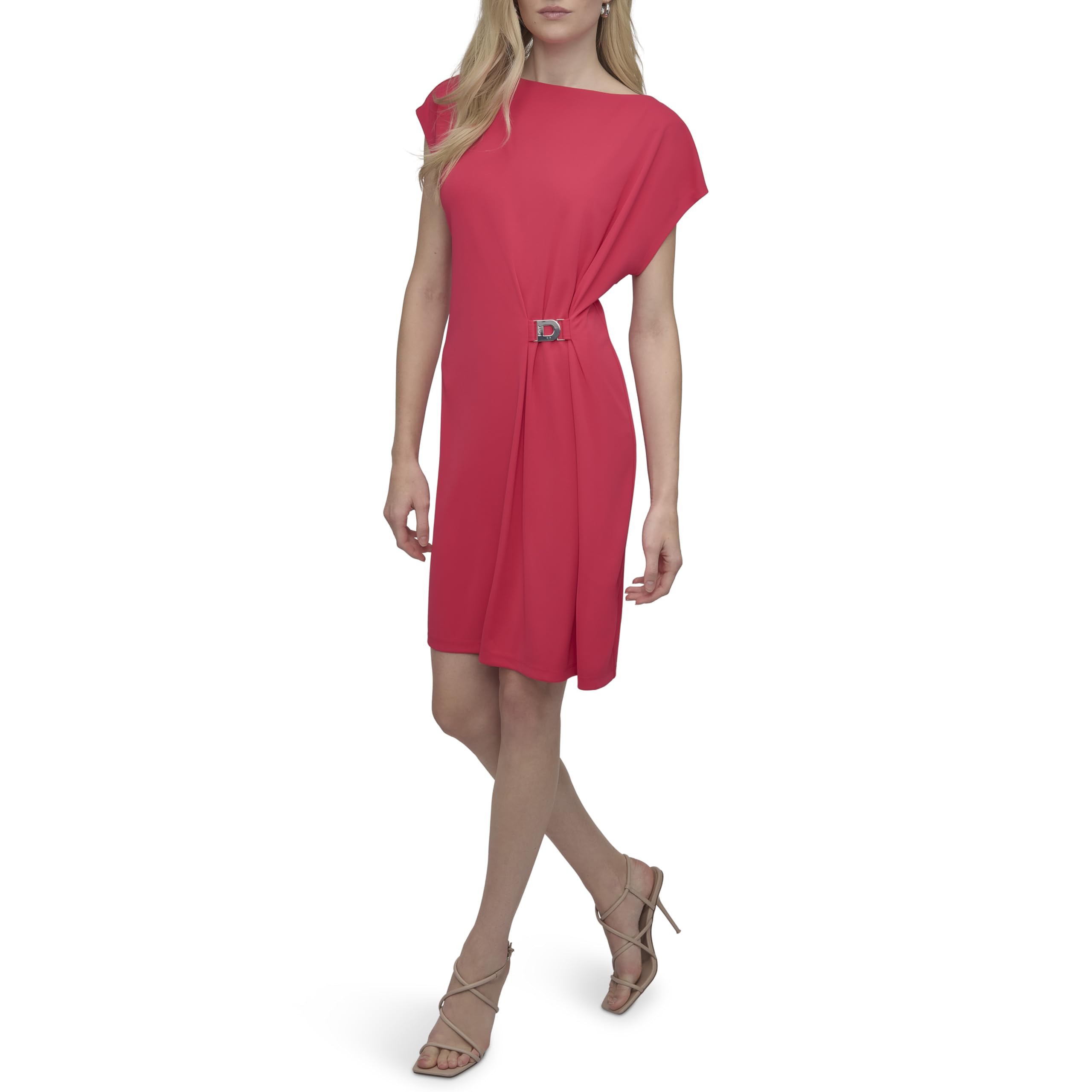 DKNY Short Sleeve Buckle Mini Tunic Dress Vestido para Mujer