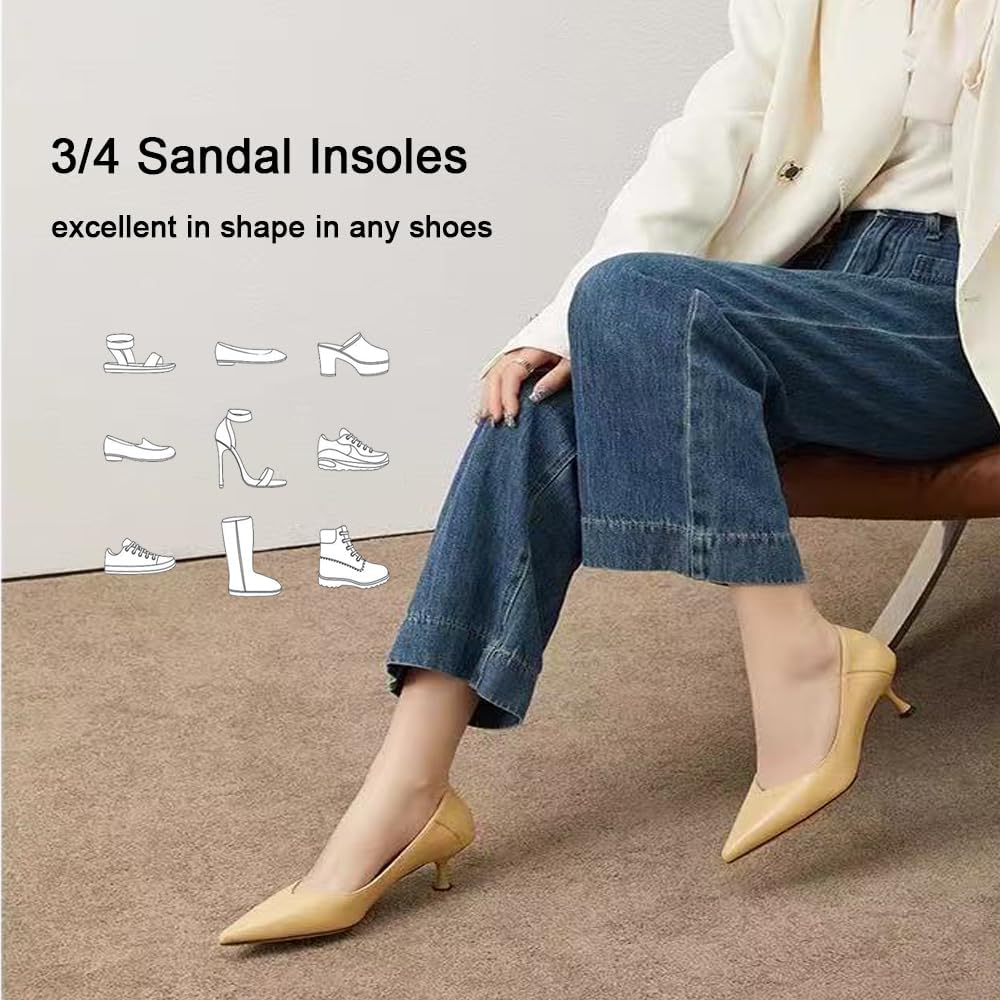 4 Count Pigskin High Heel Inserts Women, Cushion Insoles for Dress Shoes Anti-Slip, Adhesive Arch Support Shoe Inserts Shock Absorb, Insoles for Flats Open Toe Shoes No Show, S 5-8 - Image 5