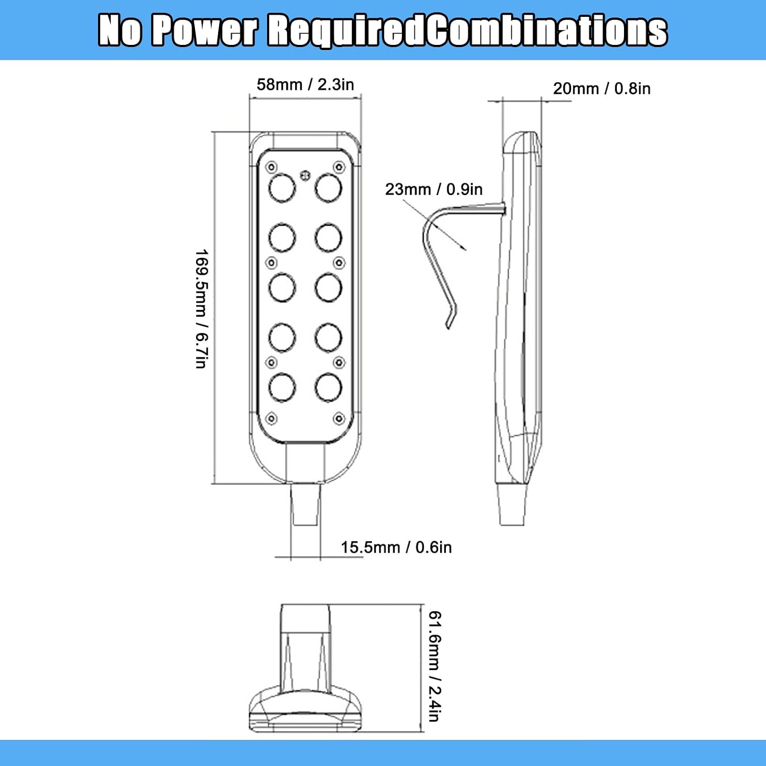 Hospital Bed Remote Control Replacement 8 Pin Chair Remote Lifting Bed Controller Electric PVC IP66 Wear Resistant Lift Chair Hand Control