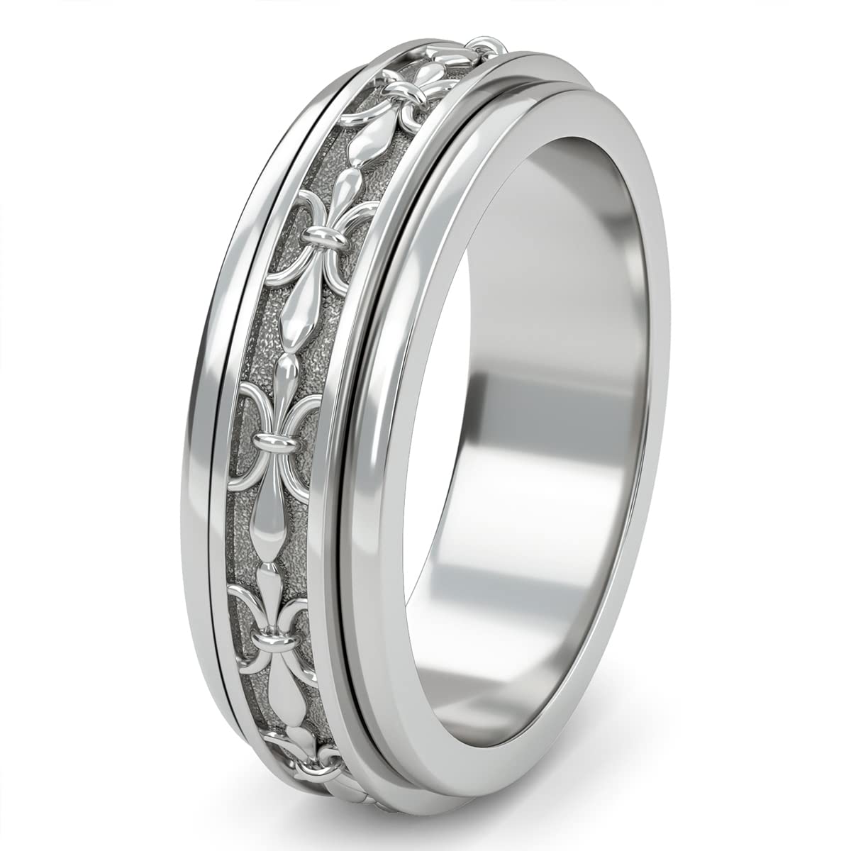 Fidget Ring - 925 Sterling Silver Anxiety Rings - Spinner Rings for Women & Men - 360° Spinning Rotatable Ring to Relieve Stress & Worry in Platinum, 18K Yellow Gold Vermeil & Rose Gold Plating