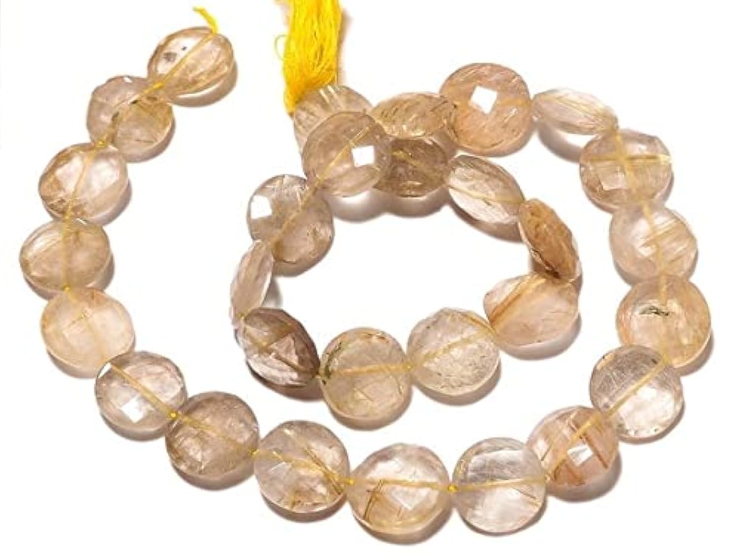 Quartz rutilé doré perles 9mm LKBEADS pour fabriquer un bracelet bohème chic