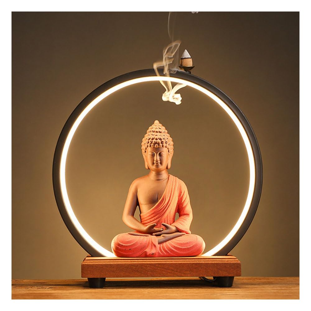 Dytartzx #2 Meditating Buddha Backflow Incense Cone Burner Statue Zen Decor Incense Holder Decoration Garden Home Desk Feng Shui Outdoor Indoor