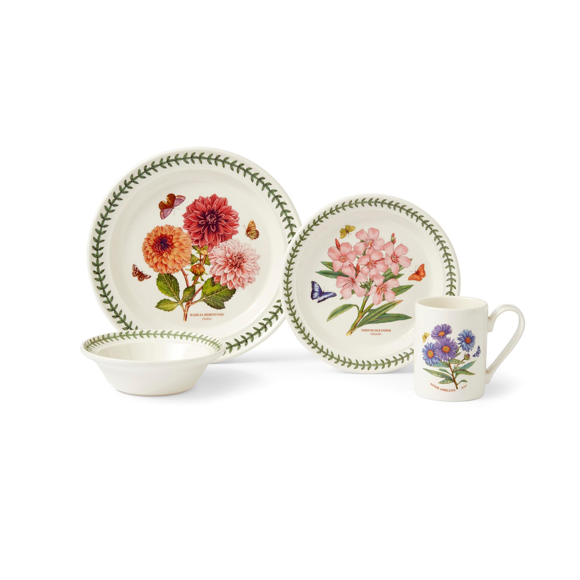 Portmeirion x Botanic Garden 4 Piece Dining Set - Includes Dinner Plate, Side Plate, Bowl & Mug, Stylish and Durable for Everyday Meals or Gifting, Made in England