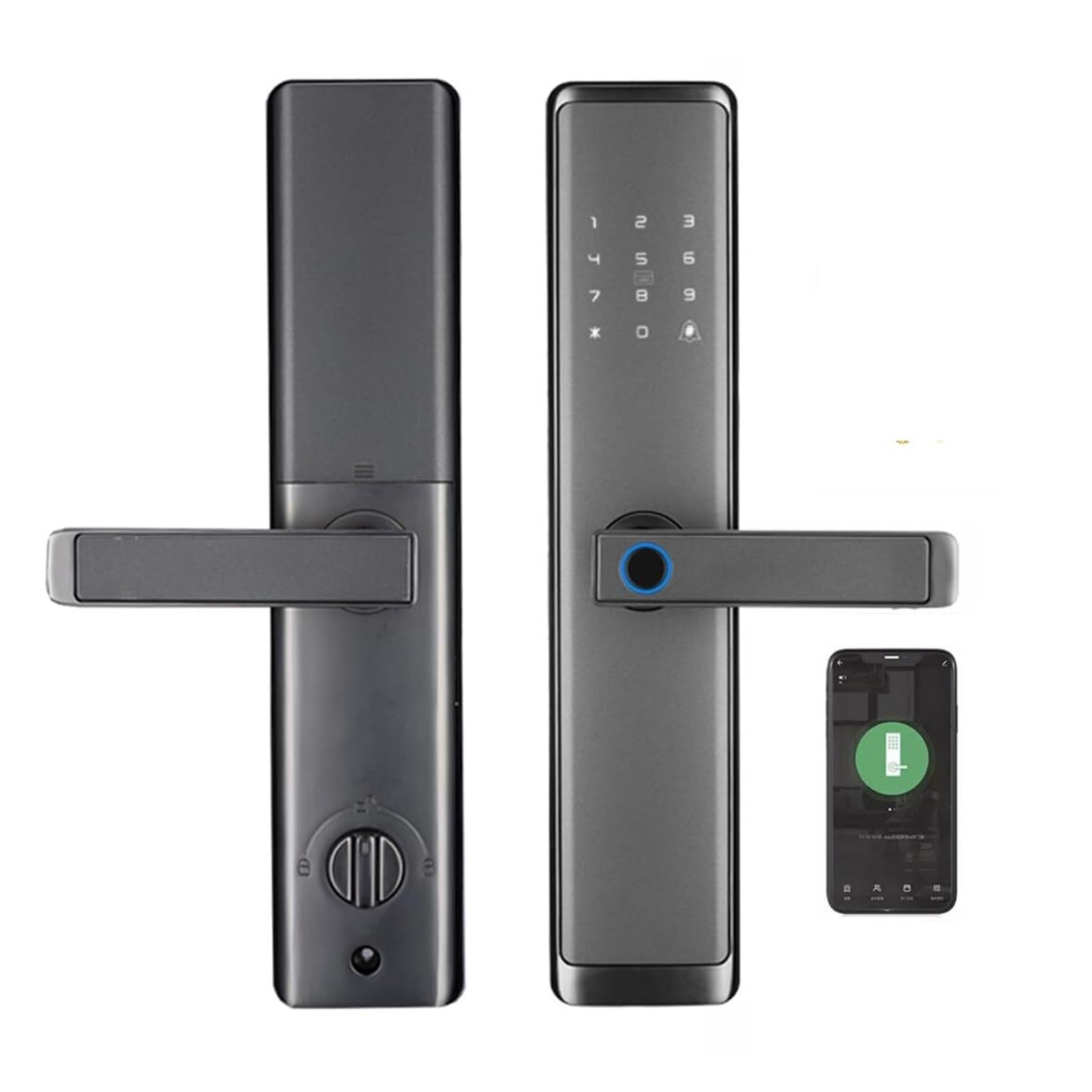 Arunasc Gray Door Locks Keyless Entry Smart Door Lock Digital Fingerprint Door Lock With Handl Electronic Deadbolt For Home Office Smart(Gray)