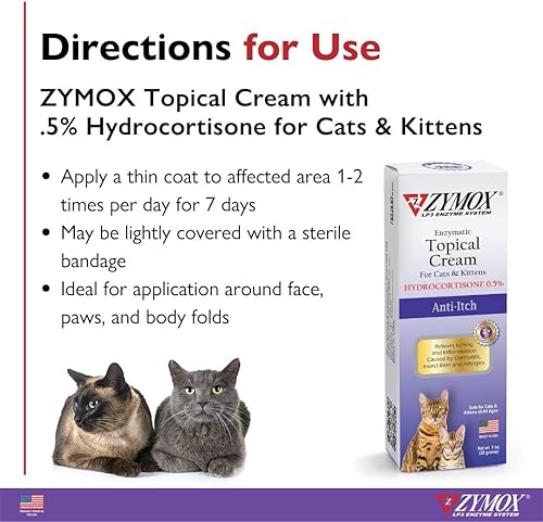 Miniatura 3 de Zymox Crema tópica para gatos y gatitos con hidrocortisona 0.5% - Tubo de 1 oz