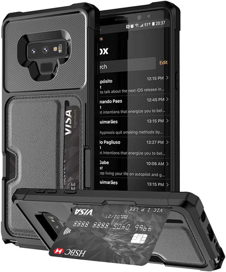 Heromiracle Compatible with Samsung Galaxy Note 9 Phone Case Note9 Wallet Cover 9note Luxury Card Holder Kickstand Aamsung Gaxy Cases New 6.4 inch (Black)