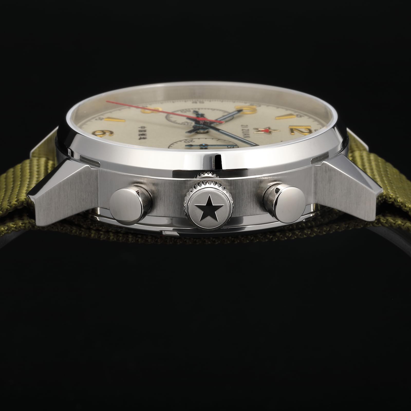 TOPHILL Classic Vintage 1963 40 mm Mechanische Herren-Fliegeruhr Chronograph mit Handaufzug, Kaliber ST1901 Seagull, Saphirglas, Gehäuse aus Edelstahl