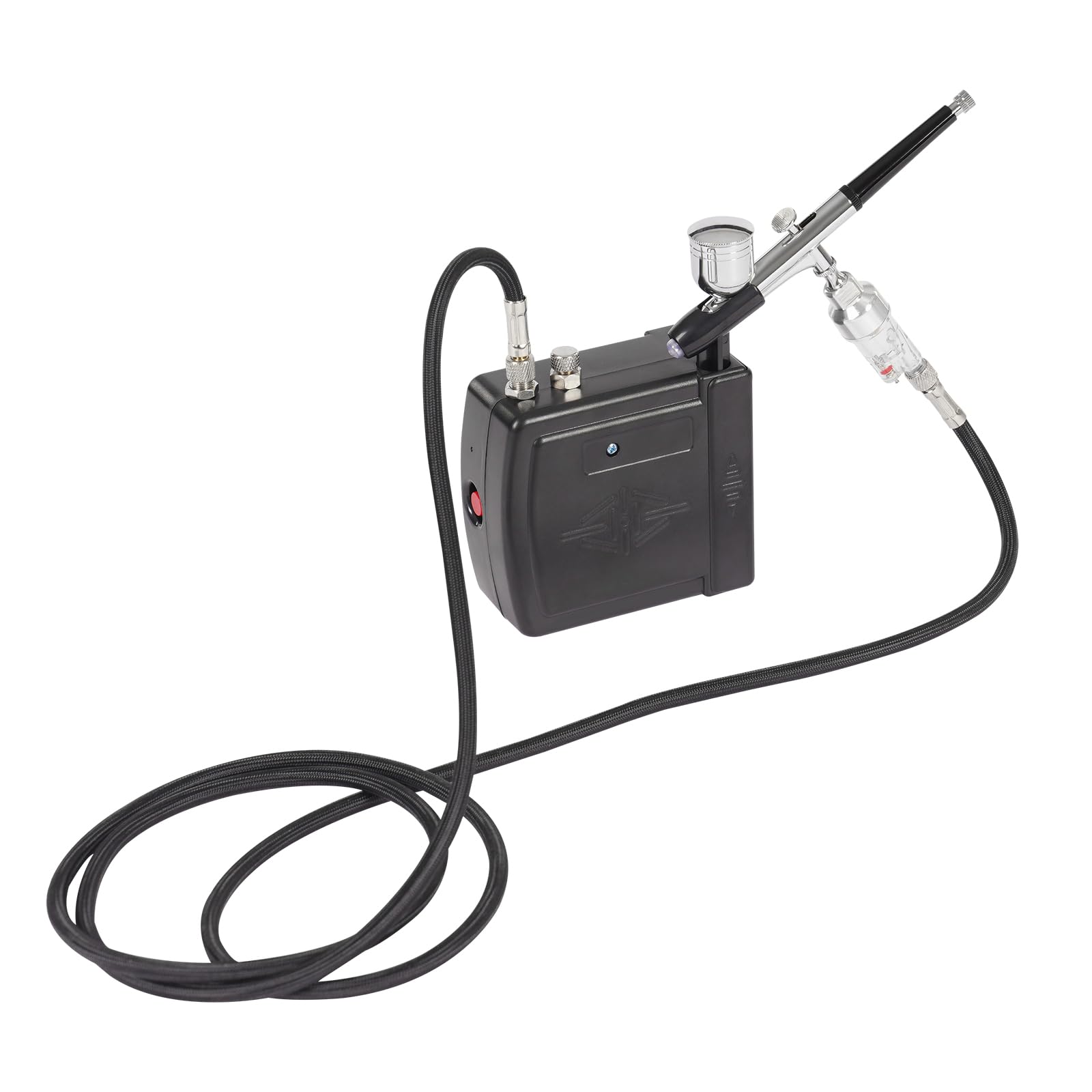 Mini aerografo, set compressore portatile con regolazione della pressione da 2 a 15 PSI, per modellismo, nail art, decorazione torte, pittura artistica e maglietta (nero)