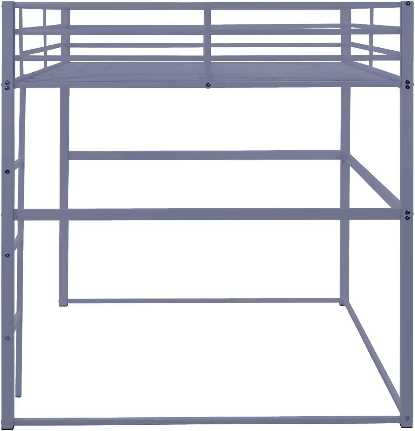 Metal Loft Bed Full Size, Heavy Duty Loft Bed Frame with Safety Guard Rails & Flat Ladder, LoftBed for Dorm, Apartment (Gray, Full)