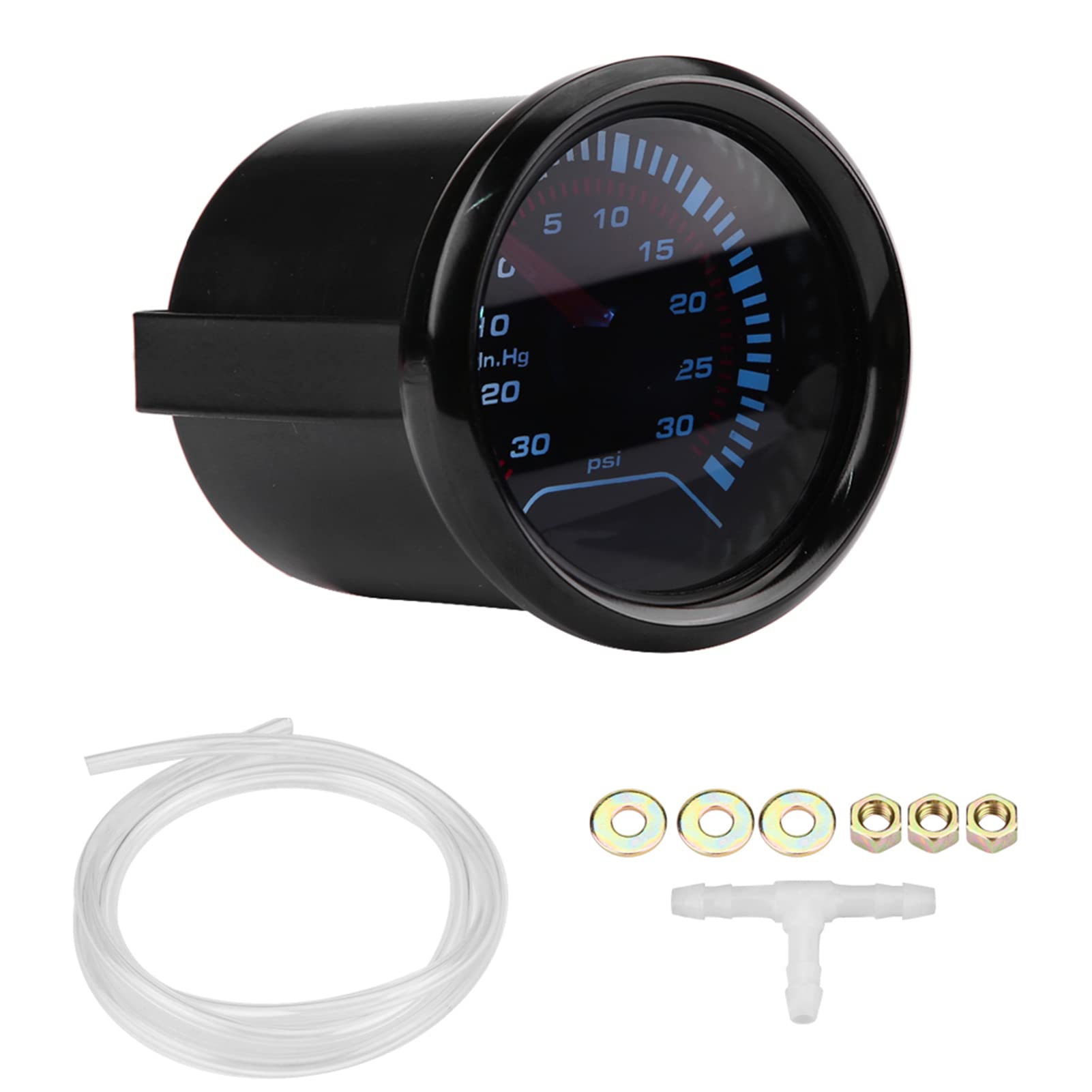 Turbo Boost Gauge ,Universal Car Smoke Dial Face Turbo Boost Manómetro turboalimentado con aleación de aluminio para Auto Car 52mm ,Medidor automático