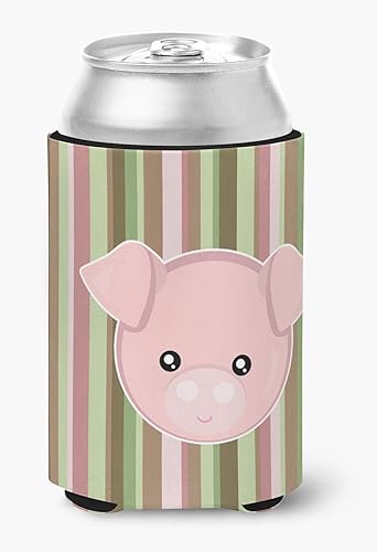 Caroline's Treasures BB6930CC - Enfriador para latas o botellas con cara de cerdo lavable, funda plegable con aislamiento para bebidas, multicolor