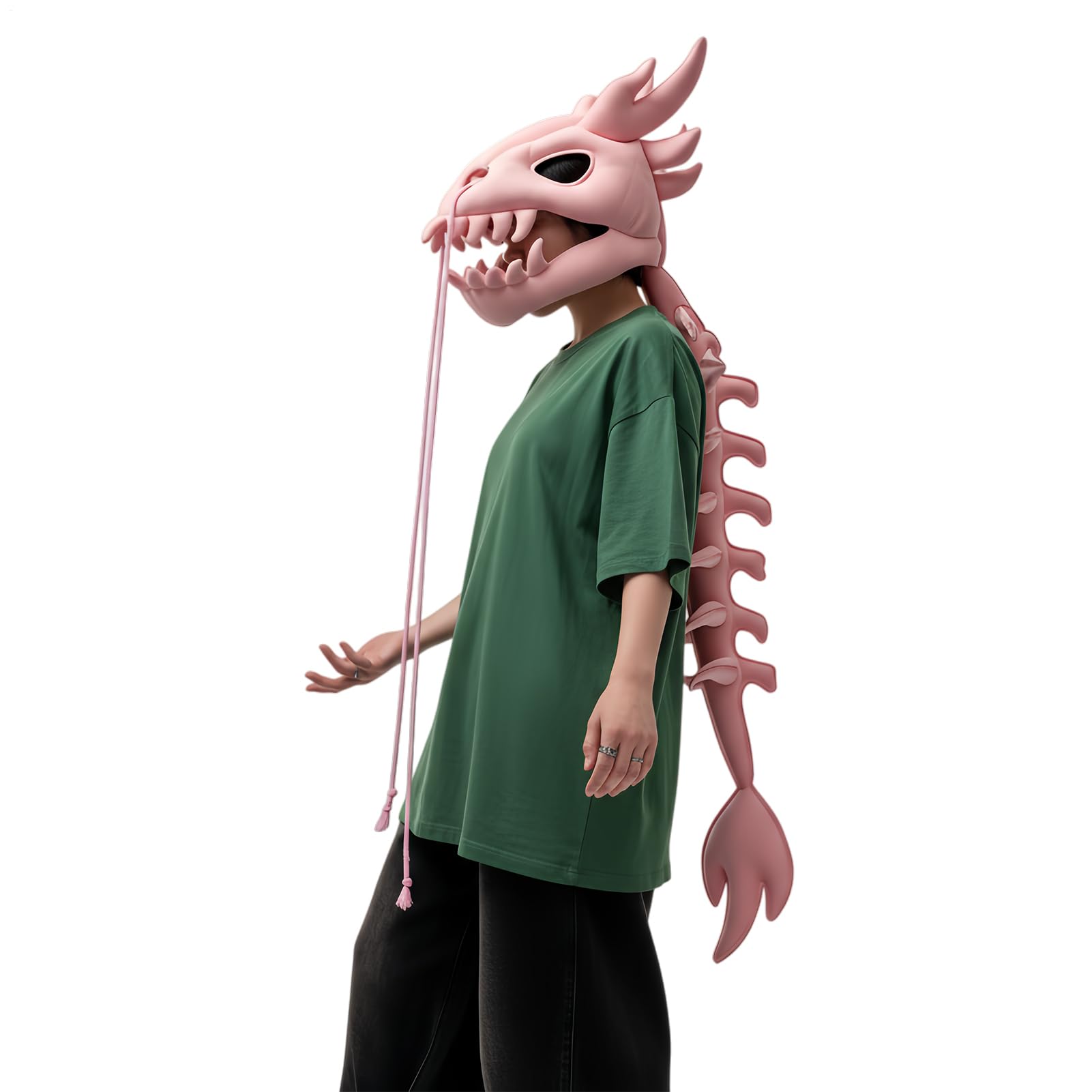 Plush dinozaur kostium szkieletu 3D, czaszka, nakrycie głowy z kręgosłupem | Szczegółowy kostium zabawy dla dorosłych dla dzieci i dorosłych Halloween Cosplay impreza tematyczna przebranie