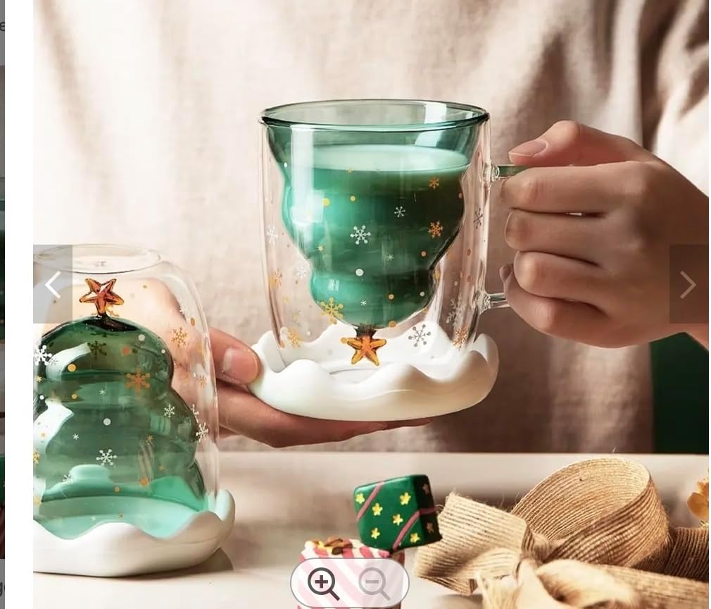 Christmas Mugs Christmas Tree Glass Mug with Snowflake