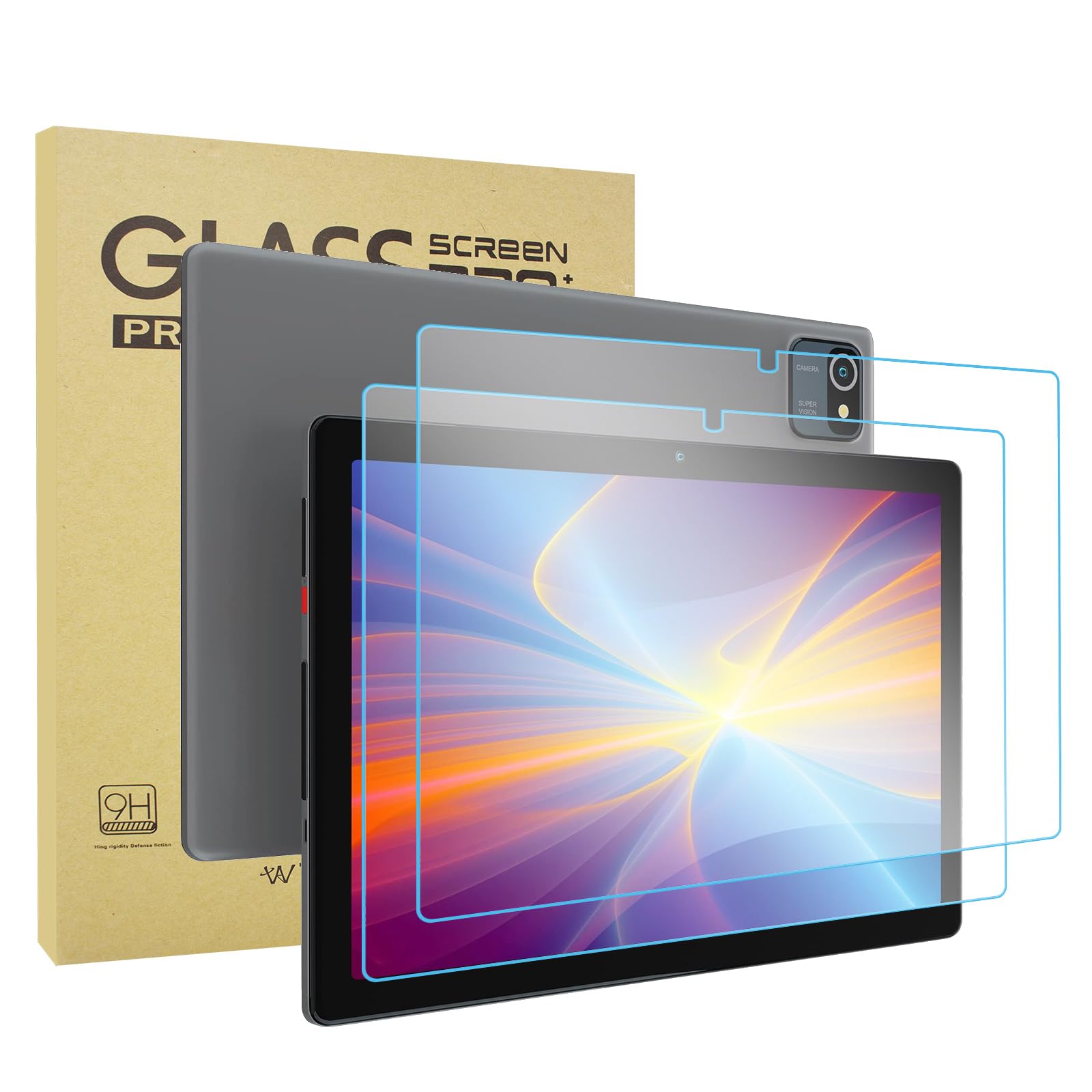 Transwon2PCS Tempered Glass Screen Protector for aiprotablet C20e/ MB1001 Tablet 10.1 inch/ITDULCET J10 Plus/BYYBUO SmartPad T30/ KT1006 Tablet