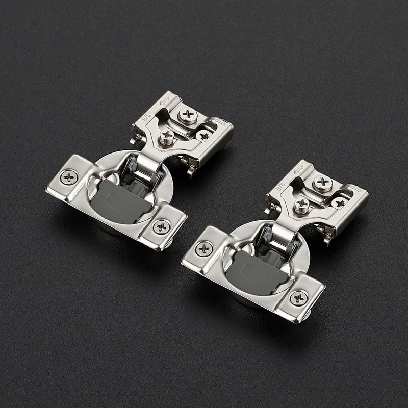 Image of 2 Pack 1 Pair 3 /8 inch Overlay Soft Close Hinges for Kitchen Cabinet Hinges Satin Nickel Hidden Hinges Stainless Steel Concealed Hinge self Closing