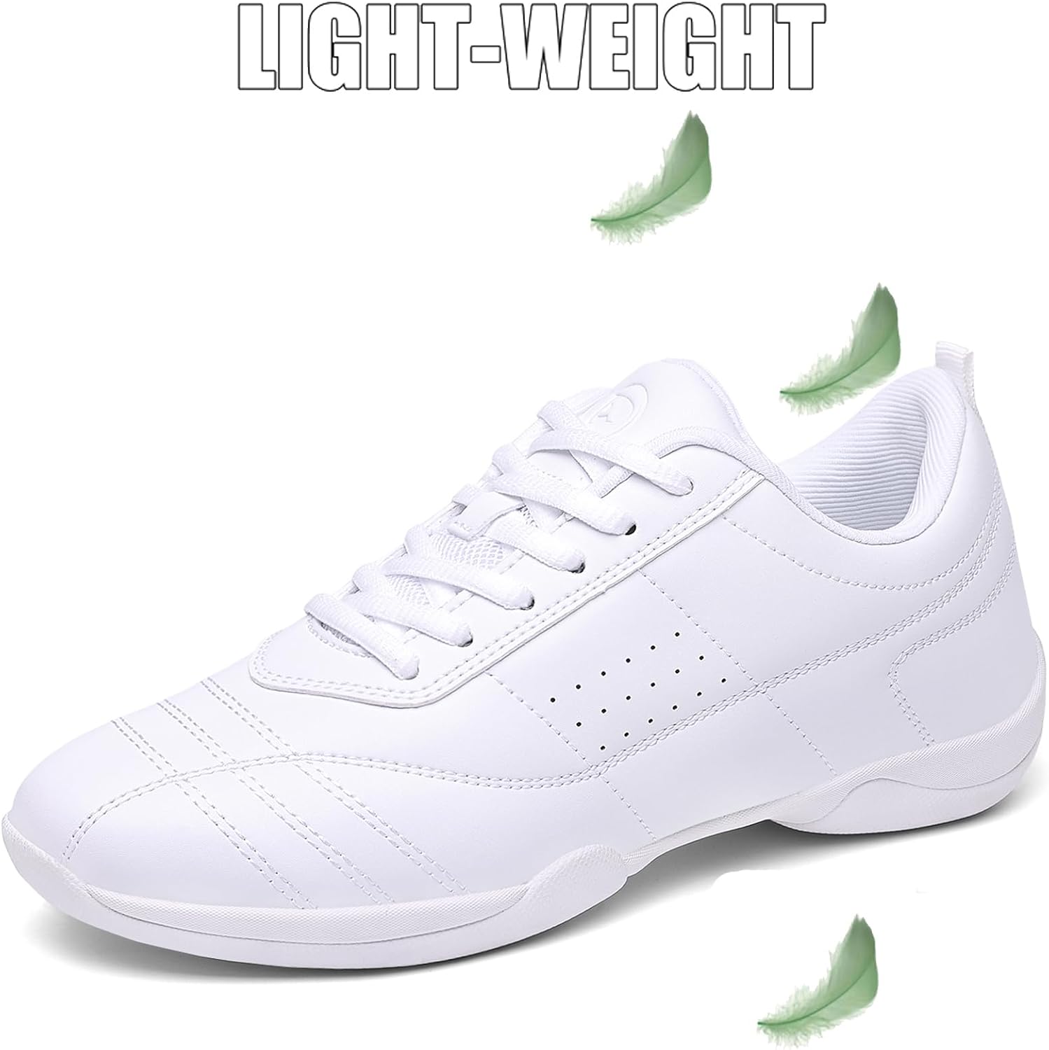 WUIWUIYU Boys Girls White Lace-up School Cheer Shoes Chearleading Dancing Sports Shoe Sneakers