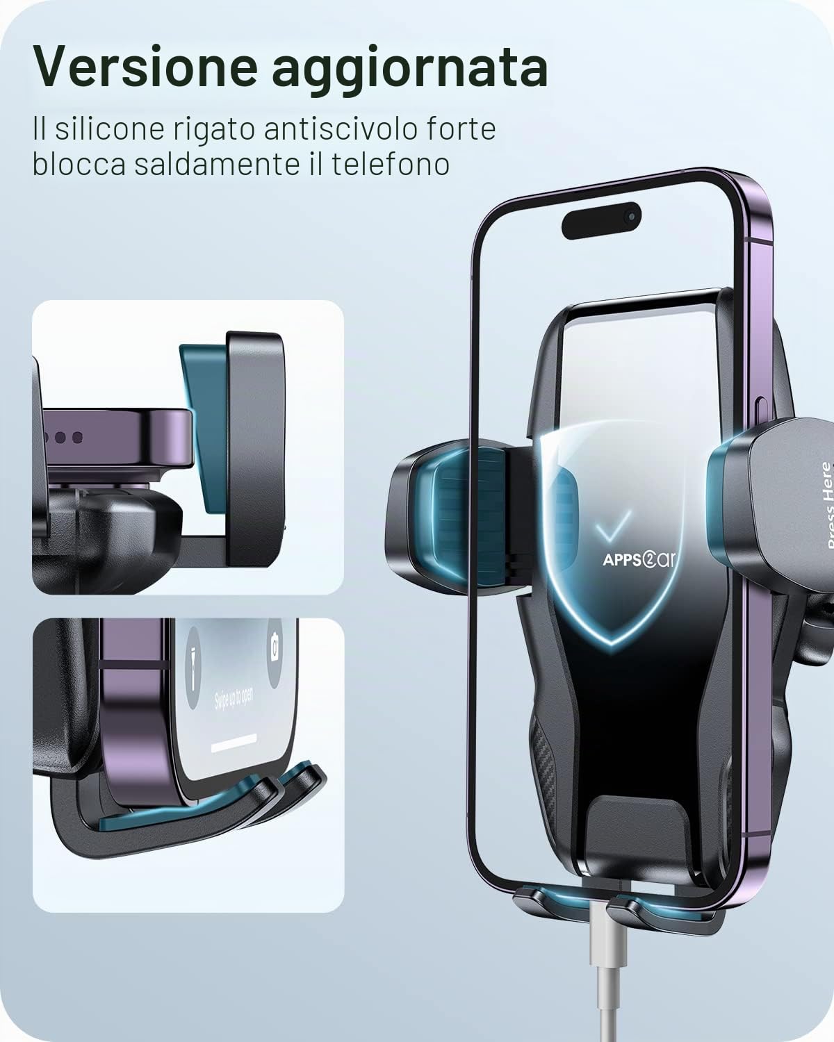 APPS2Car Supporto Cellulare auto Ventosa, Universale Porta Cellulare Auto 360° di Rotazione per Parabrezza Cruscotto bocchette aria, Compatibile con iPhone, Galaxy, Huawei, Xiaomi