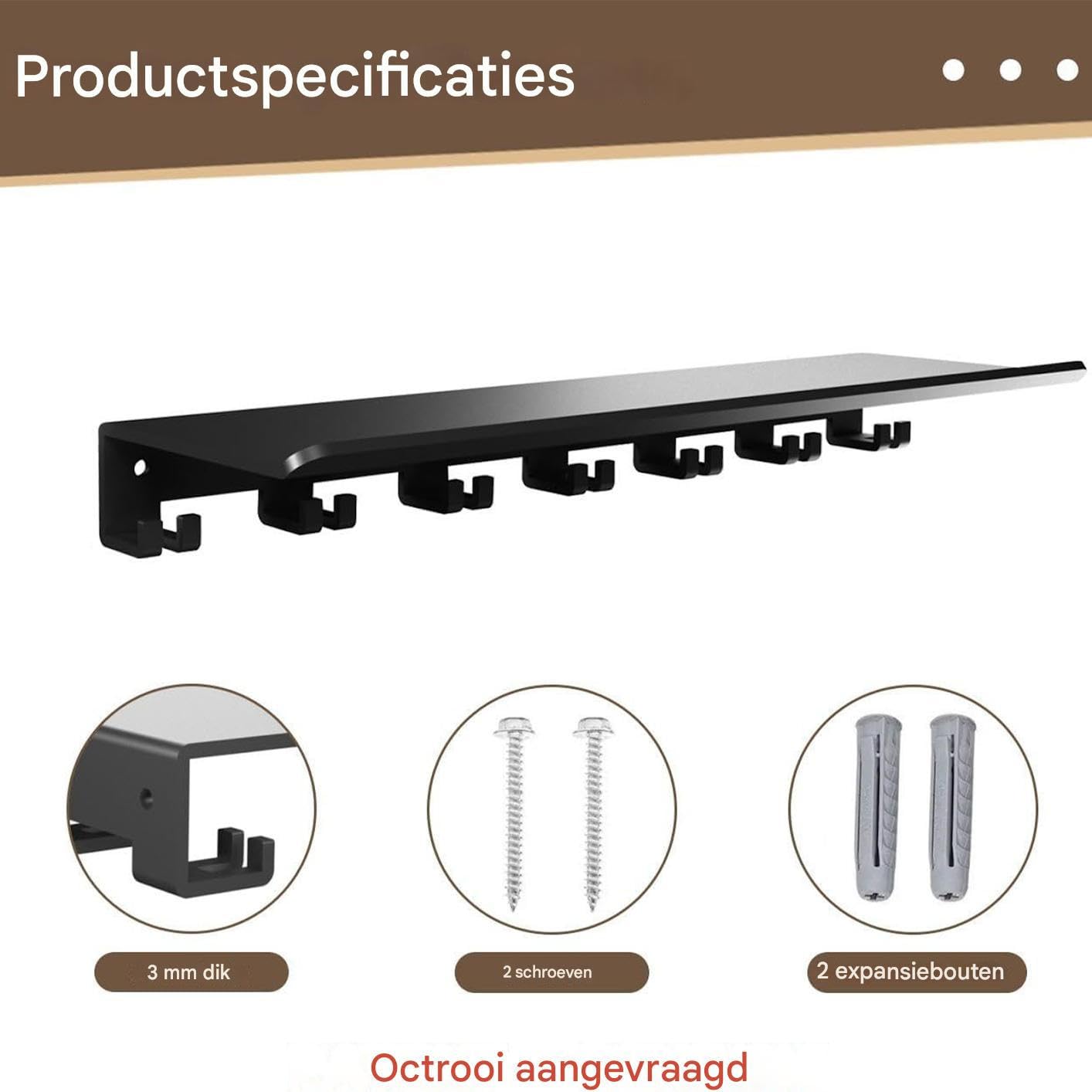 Appendiabiti da parete – in acciaio | Supporto per scaffale, capacità di carico 25 kg, organizer da palestra, appendiabiti a parete | Bagno per la casa, camera da , WC