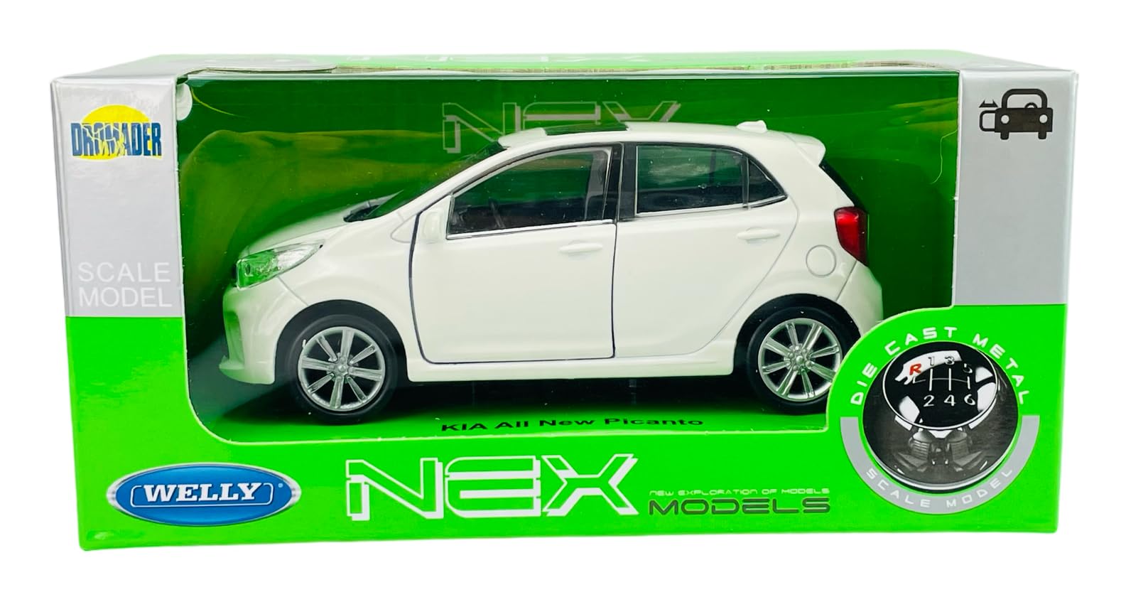 Welly K*I*A Picanto JA 5 Porte Bianco Dal 2017 1/34-1/39 Metal Model Auto Die Cast Nuovo in scatola