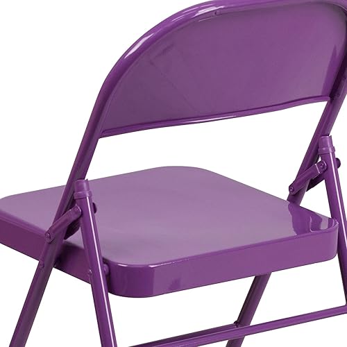 Miniatura 8 de Flash Furniture HERCULES COLORBURST Series - Silla plegable de metal con doble bisagra, color morado impulsivo