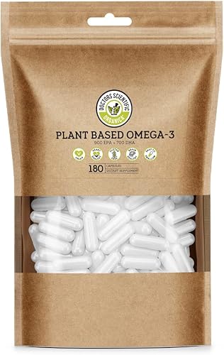 DSO Suplemento vegano de algas Omega 3 – 180 cápsulas – Alternativa al aceite de pescado a base de plantas – Suplementos de EPA y DHA – Suplemento