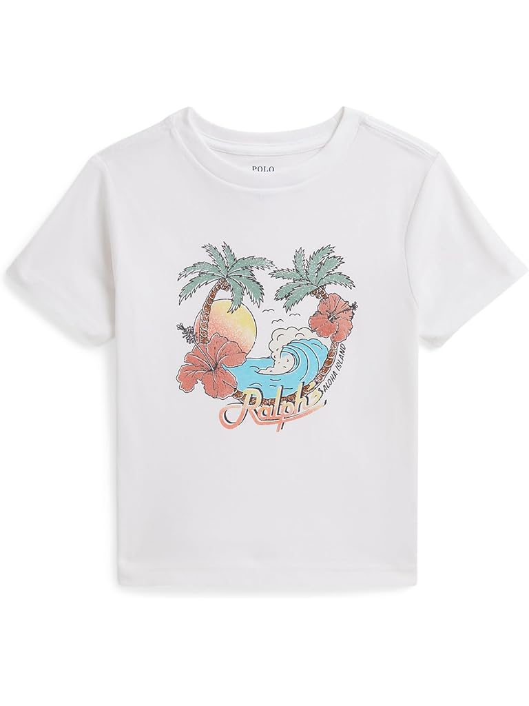 White Polo Ralph Lauren Cotton Jersey Graphic Tee (Toddler/Little Kid)
