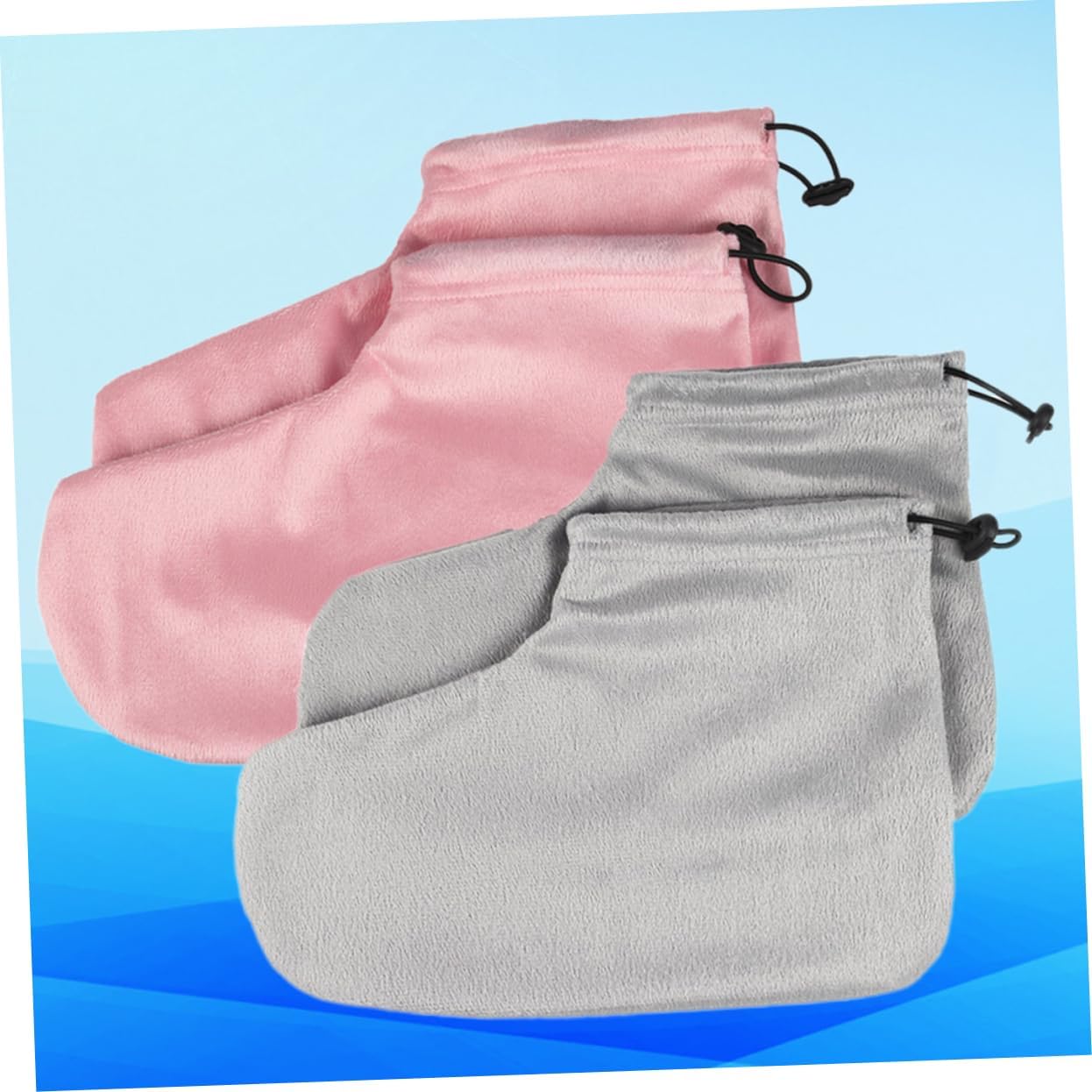 2pair Cotton Heat Preservation Foot Straps with Thermal Insulation for Beauty Salon Light Pink Grey Elastic Band Foot Covers Durable Easy to Clean