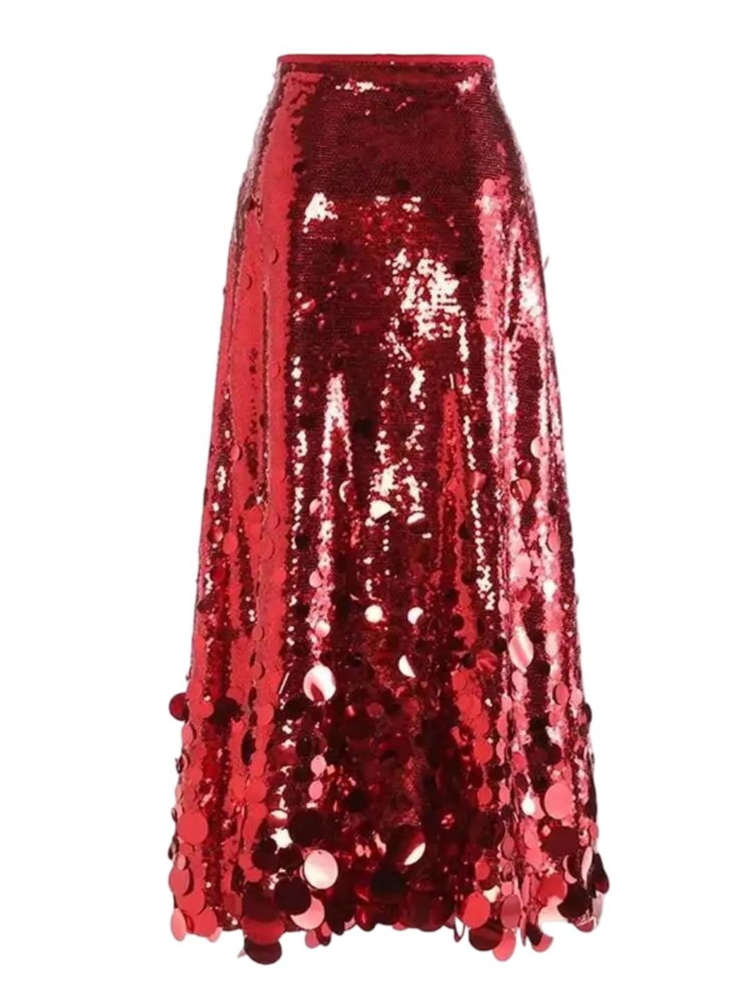 Vsadsau Women High Waist Solid Skirts A Line Ankle Length Skirts Sequined Party Spring High Street Skirt
