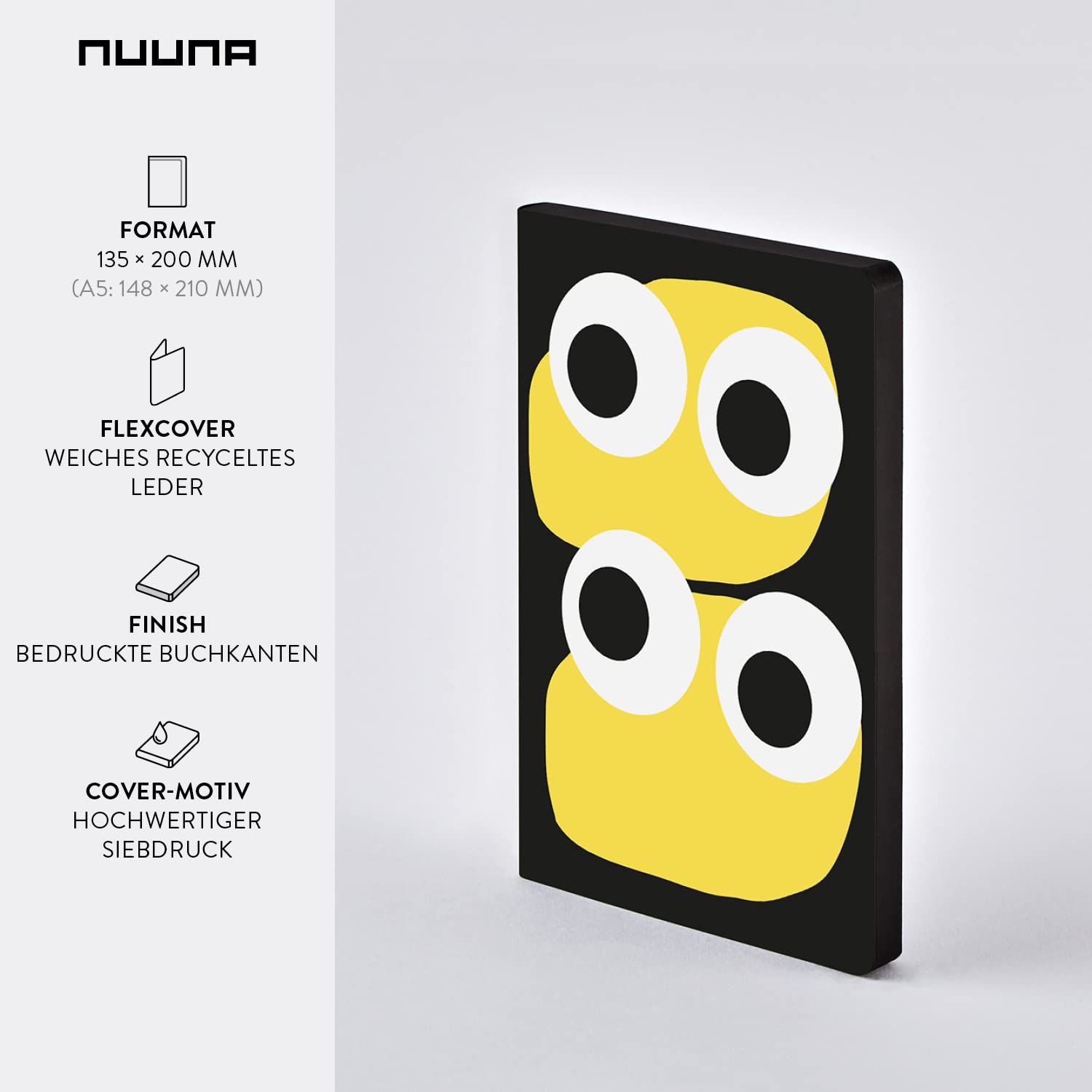 Nuuna Notebook A5 Graphic M - Jim 3.5 mm Dot Grid 176 Numbered Pages 120 g Premium Paper Black Leather Sustainably Produced in Germany - Image 2