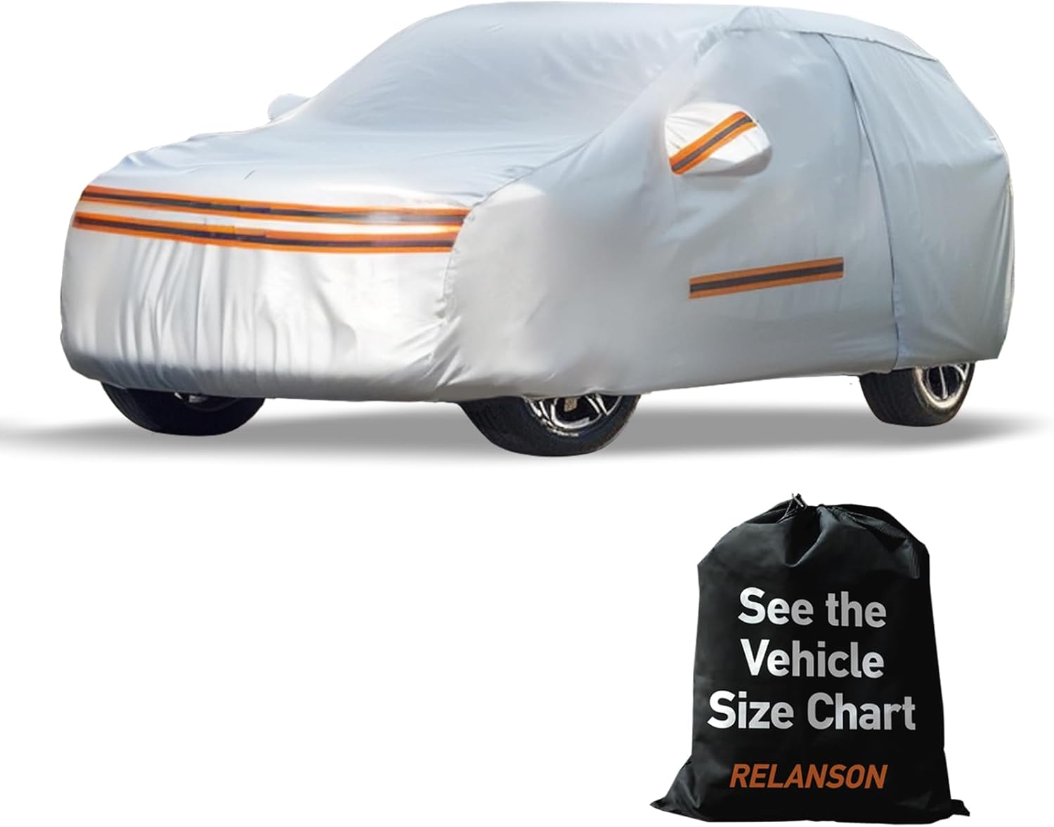Thicken Car Cover Waterproof All Weather -Full Exterior Covers for Outdoor- Rain Snow Sun Uv Hail Protection -with Driver Door Zipper- for Pickup SUV Sedan- S4(See Size Chart)