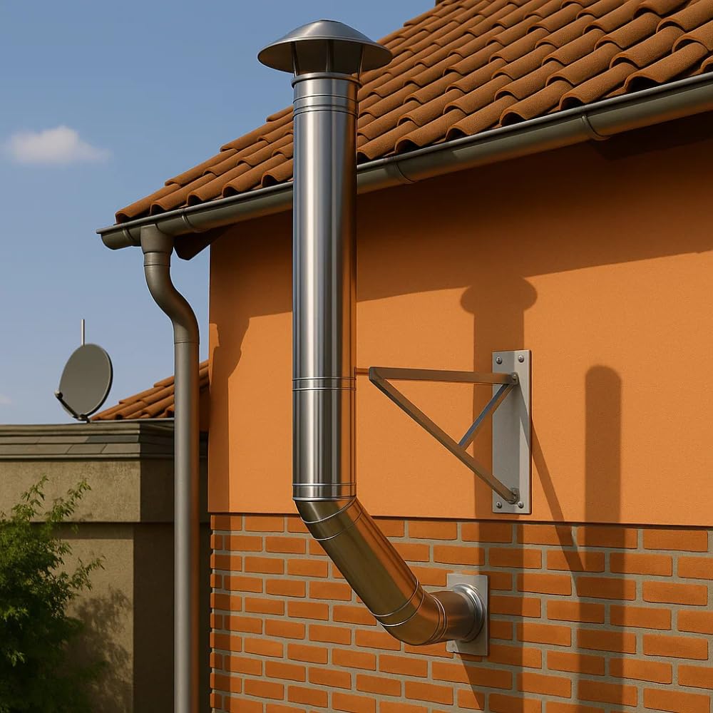 FORTUNATO Tubo Acciaio Inox Canna Fumaria Evacuazione Fumi Efficienza Impianto Riscaldamento Spessore 0,5 mm Altezza 1000 mm (Ø 300 mm)