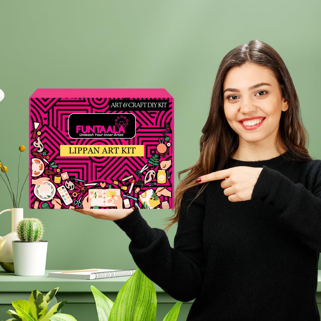 Funtaala Lippan Art Kit and Craft Kit | DIY Art and Craft Kit | Craft Materials kit | Art Craft | Birthday Gift for Girls | Birthday Gift for Boys | Indian Folk Art | Lippan DIY 1