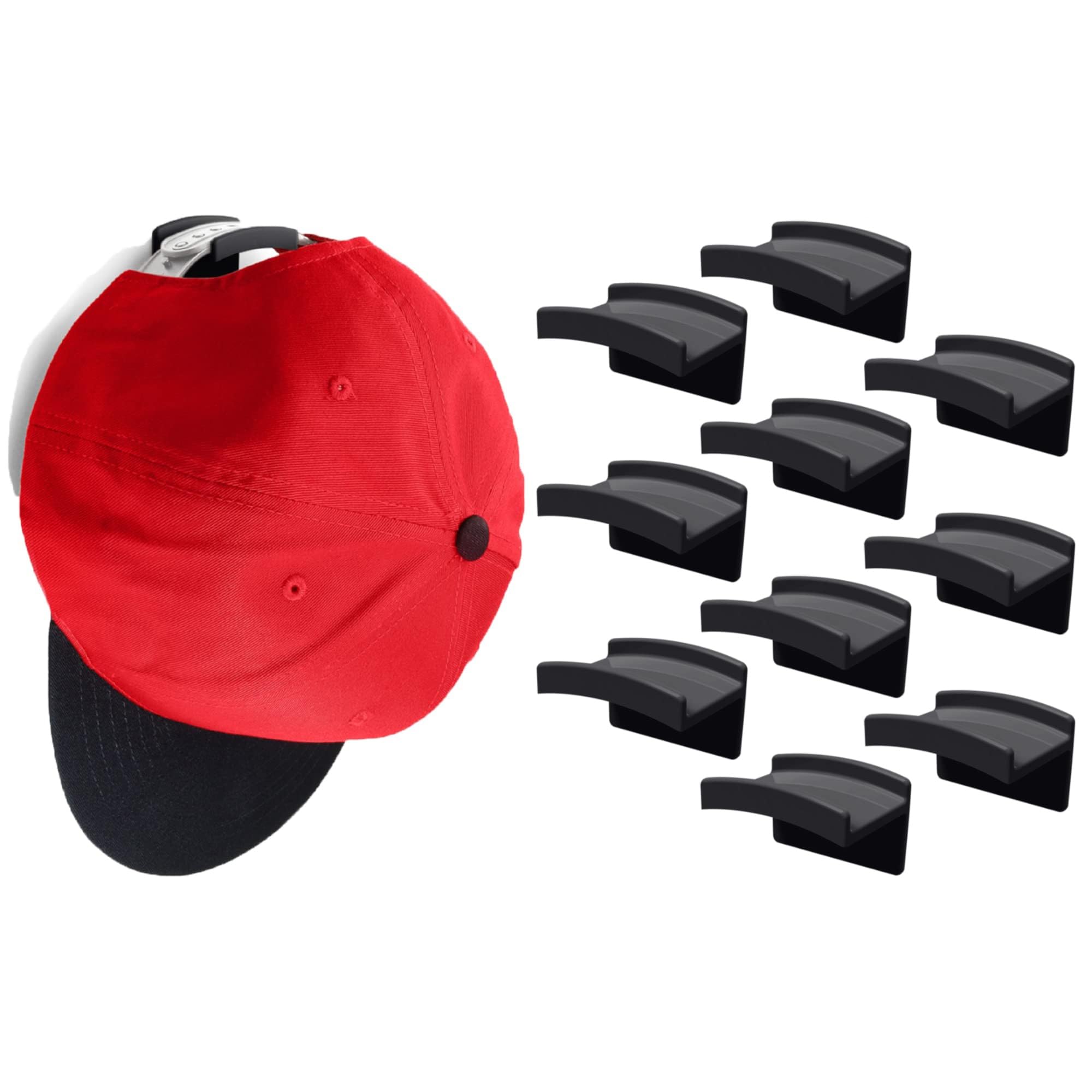 TRRYUIP Hat Storage 5/10pcs Adhesive Hat Hooks For Wall Minimalist Rack Design No Drilling Strong Hold Hangers(Black 5pcs)