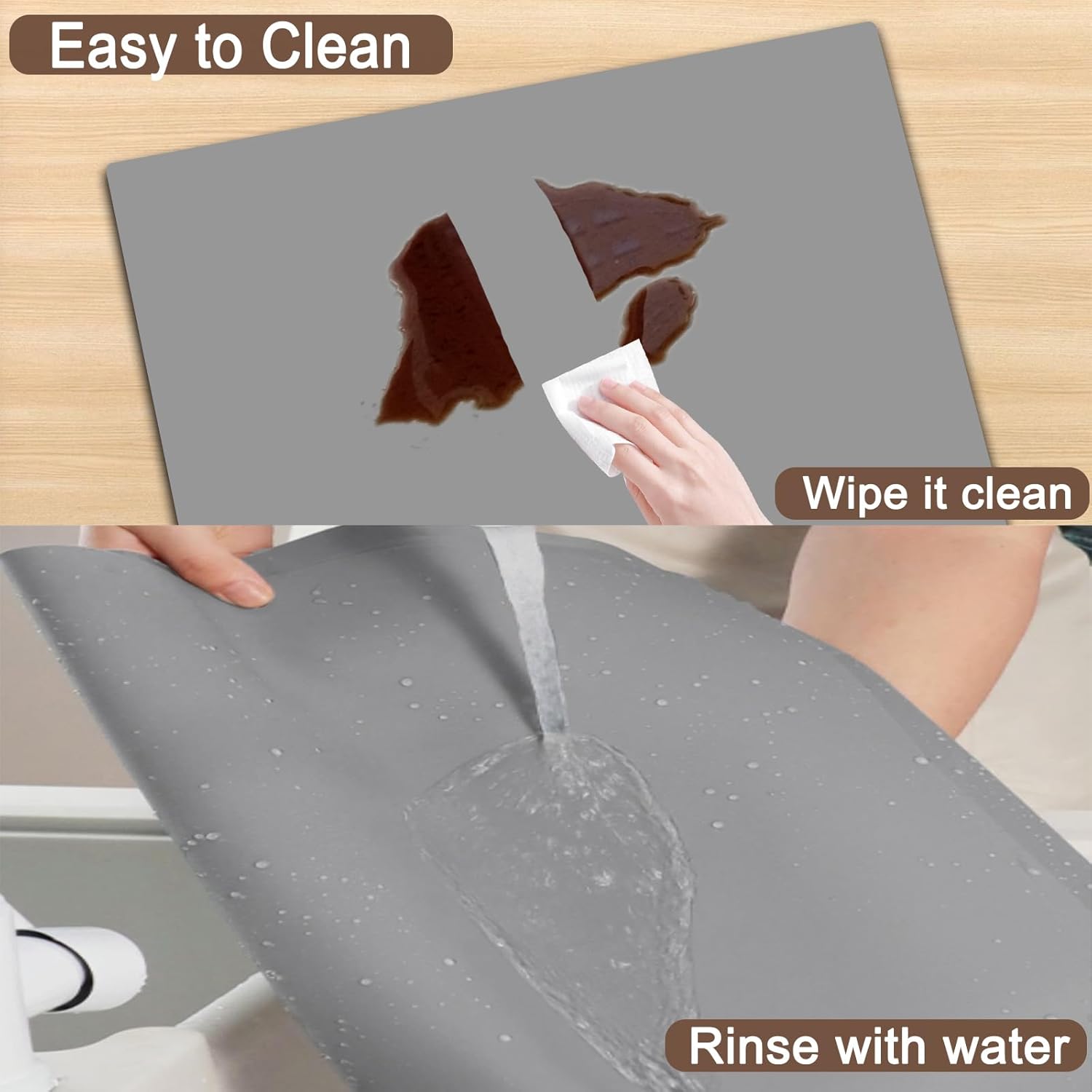 47.3''x23.6'' Extra Large Silicone Mat for Kitchen Counter, 1.4MM Thick Non-Slip Heat Resistant Countertop Protector, Waterproof Durable Kitchen Mat for Countertops, Islands (Black)