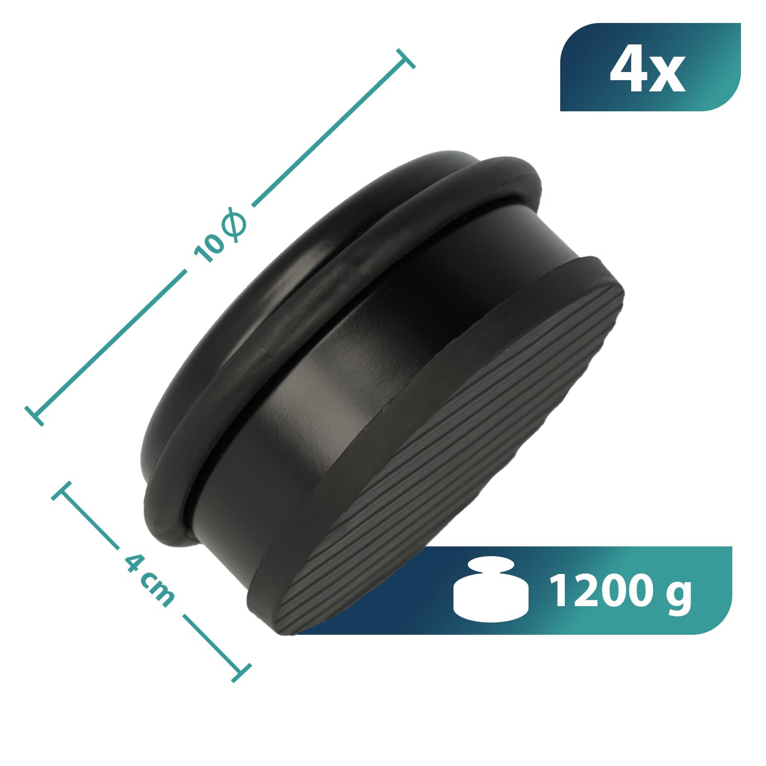 Westcott E-19005 00 - Fermaporta rotondo in acciaio INOX, 10 x 4 cm, 1400 g, colore: Nero (Confezione da 2)