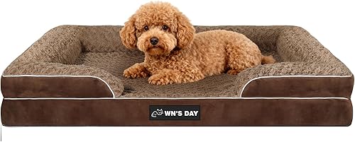 Miniatura 18 de Cama ortopédica para perros de tamaño grande y mediano, cama grande de espuma viscoelástica lavable, sofá mediano para mascotas con funda extraíble,