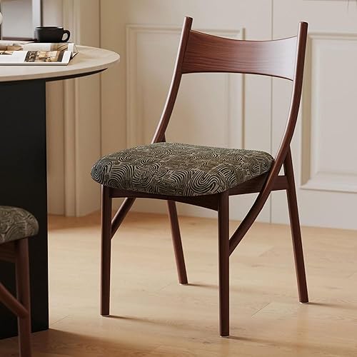 Miniatura 6 de sillas de comedor Silla de comedor de madera moderna tapizada con respaldo ancho curvado cocina moderna