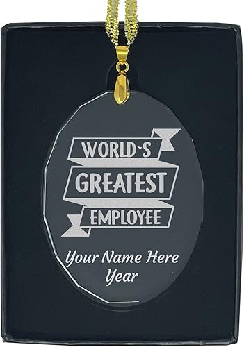 Miniatura 7 de LaserGram Adorno de Navidad de vidrio personalizado, el mayor empleado del mundo, idea de regalo personalizada grabada con láser (forma rectangular)