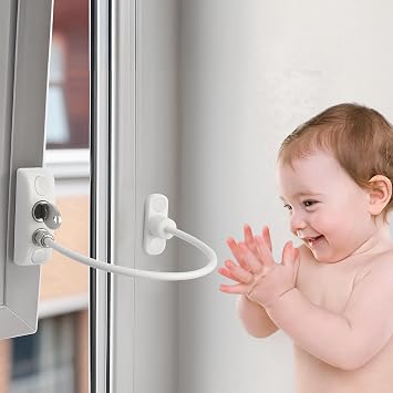 KAMTOP 12 Pack Window Restrictor Locks, Lockable Cable Locks with Keys