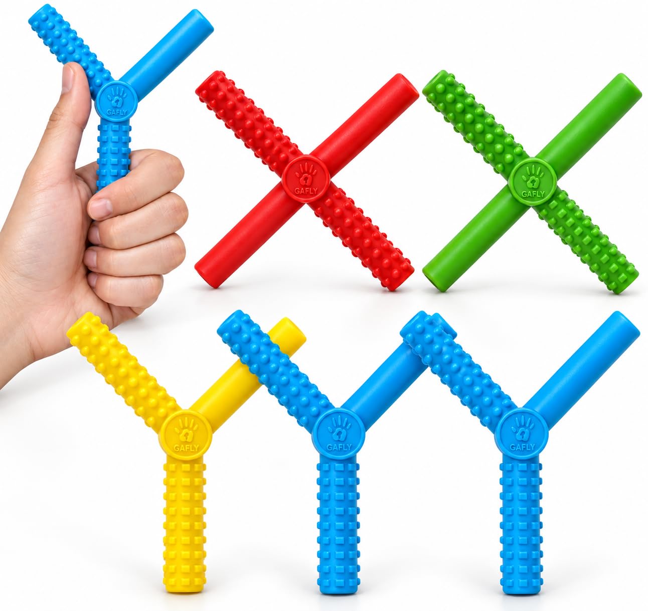 Gafly X’s and Y’s - 5 Pack Sensory Chew Toys for Autistic Children