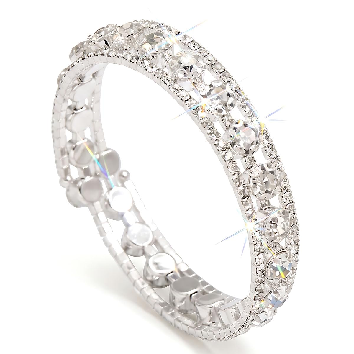 Bracciale da donna con cristalli, per matrimonio, aperto, elegante gioiello