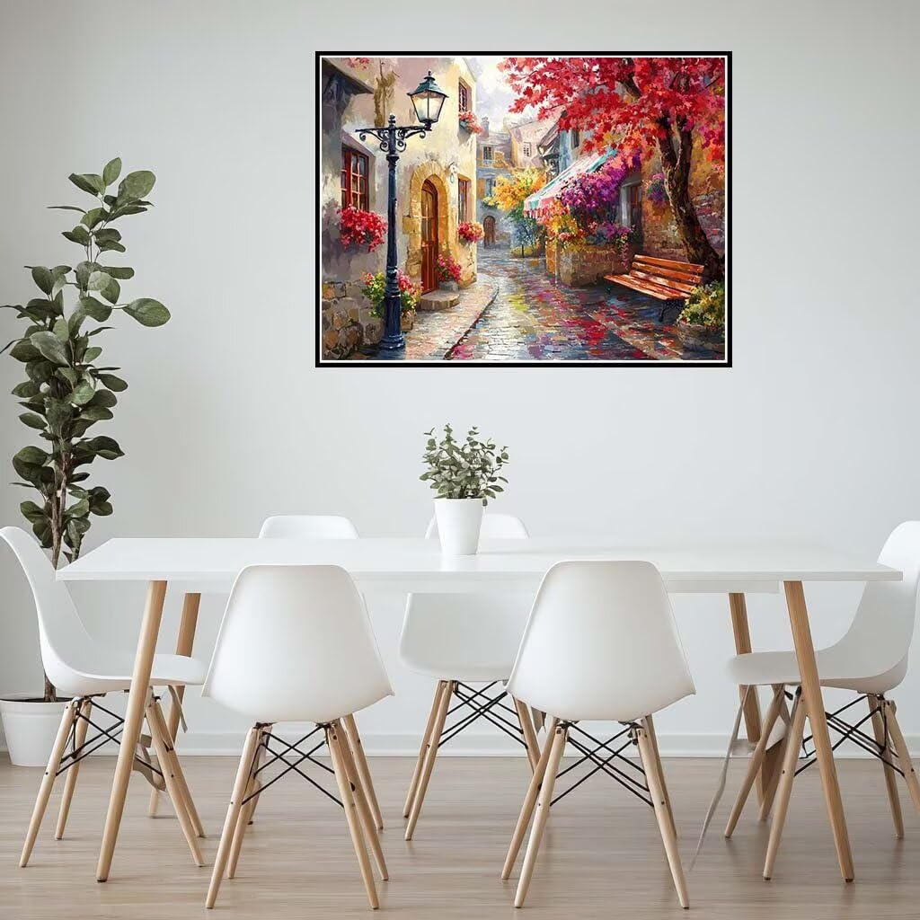 Pintar por Numeros Adultos, Pintar por Numeros Paisajes Ciudades Pequeñas, Pintura por Numeros Adultos Grande 120 x 80 cm, Paint By Numbers con con Pinceles y Pinturas Acrílicas (Sin Marco) -YH110