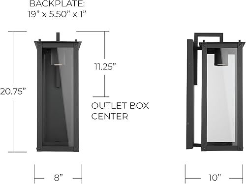 Miniatura 6 de Capital Lighting 934612BK-GL Hunt - Aplique de pared LED de cristal transparente para exteriores, 1 luz de 7 vatios, 21 pulgadas de alto x 8